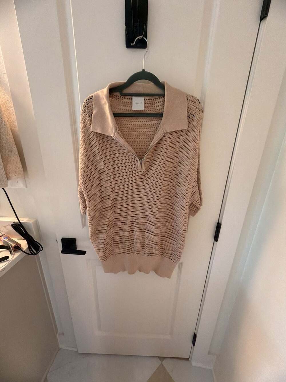 Varley Open Knit Half-Zip Polo Sweater